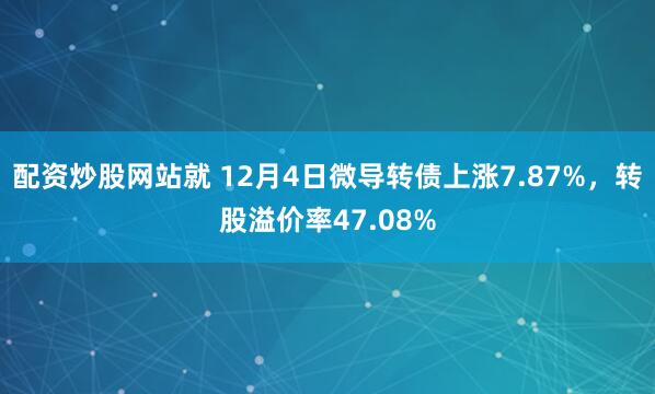 配资炒股网站就 12月4日微导转债上涨7.87%，转股溢价率47.08%